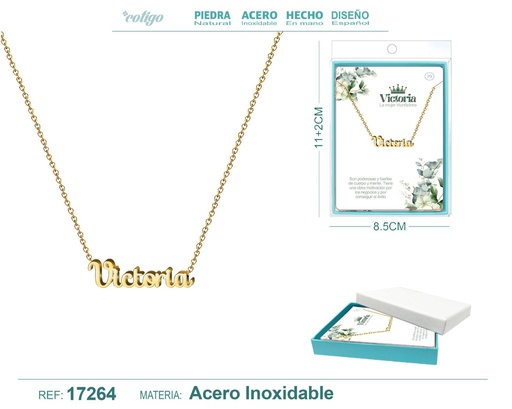 [17264] Collar personalizado nombre Victoria en acero dorado - Joyería y accesorios