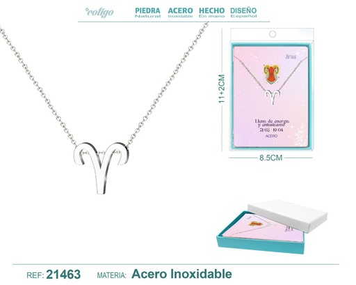 [21463] Collar Zodíaco Aries en acero plateado - Joyería zodiacal