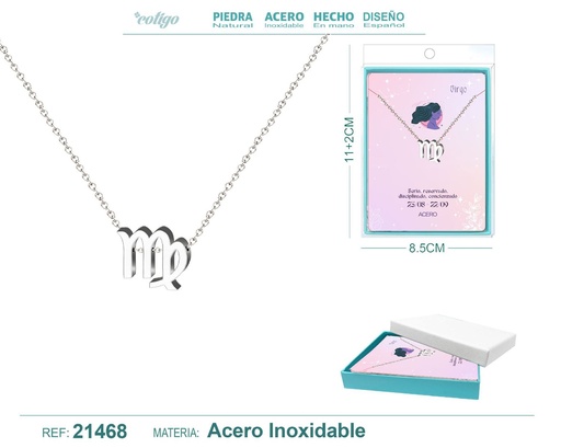 [21468] Collar Zodíaco Virgo en acero plateado - Joyería zodiacal