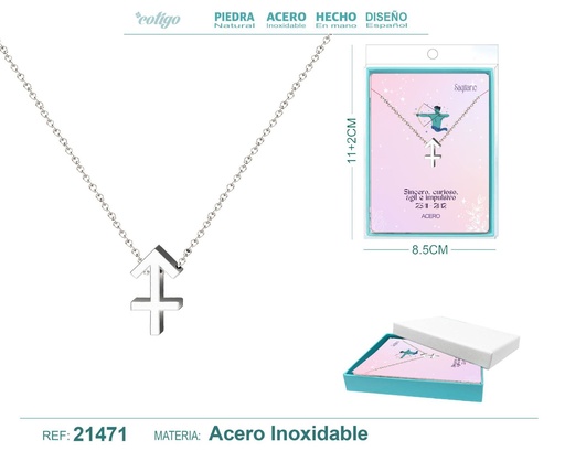 [21471] Collar Zodíaco Sagitario en acero plateado - Joyería zodiacal