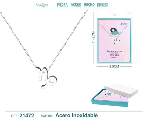 [21472] Collar Zodíaco Capricornio en acero plateado - Joyería zodiacal