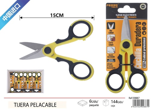 [00887] Tijera pelacables de mango bicolor - Herramientas de ferretería