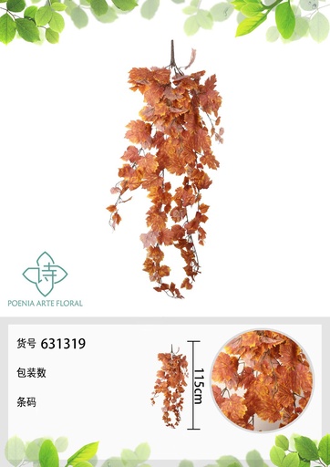 [631319NARANJA] Pared decorativa de hojas de arce 115 cm - Decoración artificial