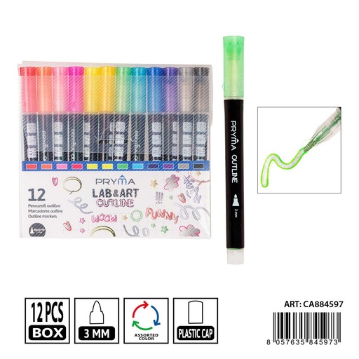 [0235733] Rotulador de contorno doble línea 2MM 12 piezas - Material de dibujo