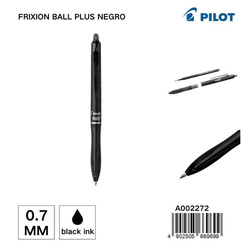[A002272] Bolígrafo borrable PILOT 0.7MM negro - Material de papelería