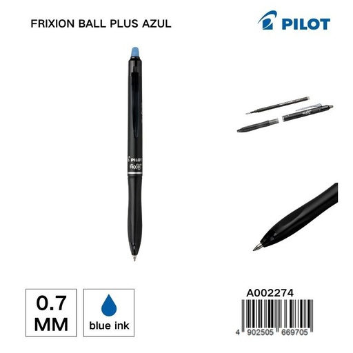 [A002274] Bolígrafo Pilot Frixion Ball Plus 0.7mm azul - Papelería y artículos de escritura