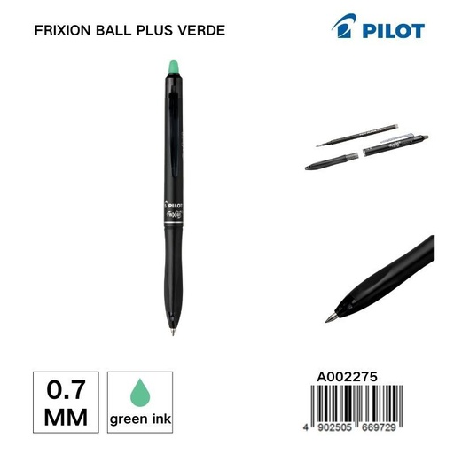 [A002275] Bolígrafo borrable PILOT 0.7MM verde - Material de papelería