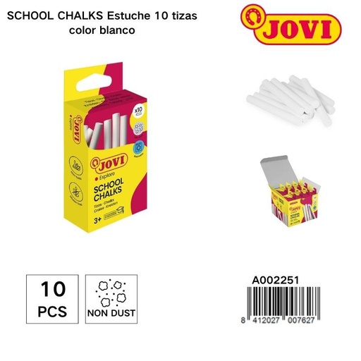 [A002251] Tizas escolares blancas JOVI 10 unidades - Material de manualidades