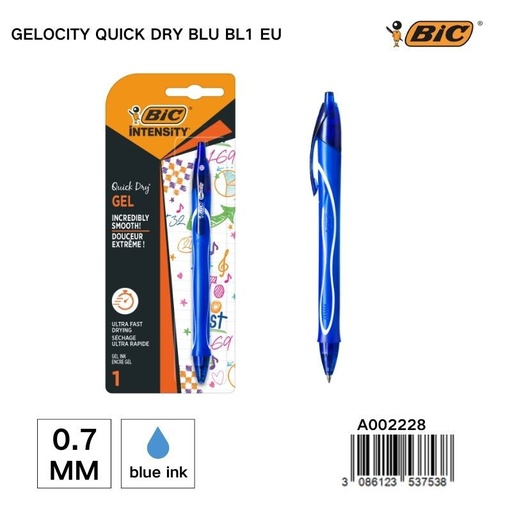[A002228] BIC bolígrafo de 0,7MM 1 unidad color azul - Bolígrafo de secado rápido para uso diario