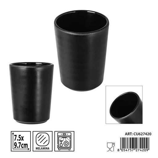 [0236357] Vaso de melamina negro 7,5x9,7 cm - Accesorios de cocina y vajilla