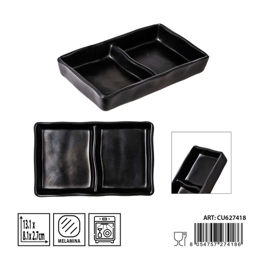 [0236355] Salsita doble de melamina negro 13,1X8,1X2,7CM - Utensilios de cocina y mesa