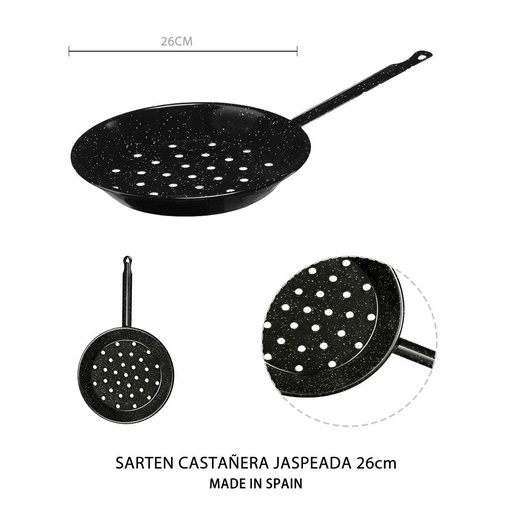 [A000796] Sartén castañera jaspeada de 26cm - Utensilios de cocina para preparar alimentos