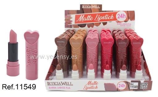 [8435433225829] Barras de labios matte corazón 24h 24 unidades 11549 LW - Cosméticos labiales