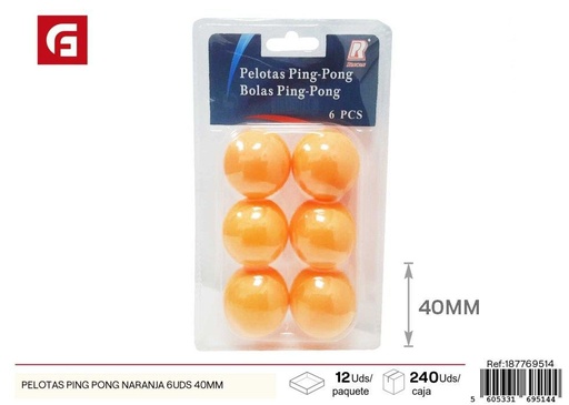[187769514] Pelotas de ping pong naranja (6 unidades, 40 mm) - Juguetes y juegos de mesa