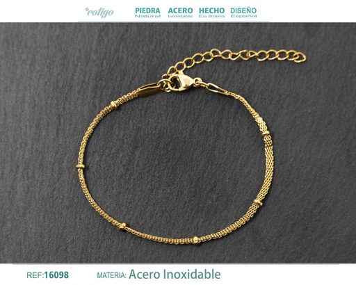 [16098] Pulsera de cadena acero dorado - Joyería moderna y sofisticada