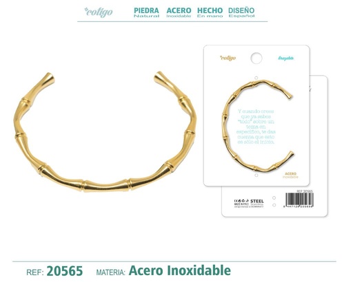 [20565] Brazalete de acero color dorado - Joyería brillante y moderna
