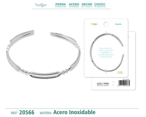 [20566] Brazalete de acero color plateado - Joyería de estilo contemporáneo