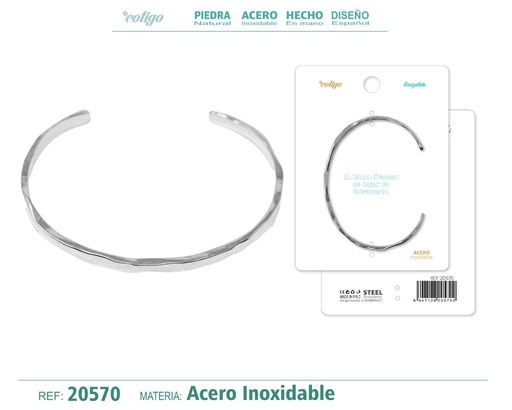 [20570] Brazalete de acero color plateado - Joyería para todos los días