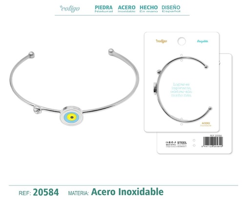 [20584] Brazalete de acero color plateado - Diseño atemporal en bisutería