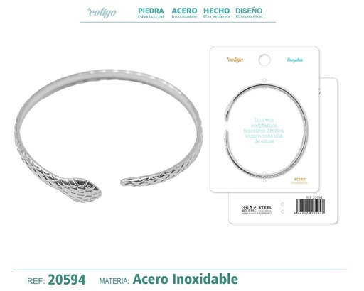[20594] Brazalete de acero color plateado - Un toque especial para tu look