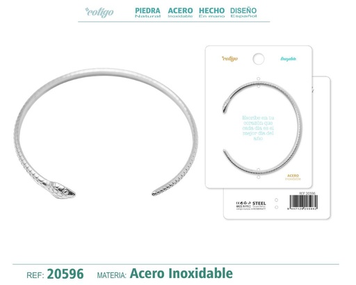 [20596] Brazalete de acero color plateado - Joyería actual y llamativa