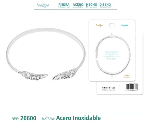 [20600] Brazalete de acero color plateado - Joyería única y especial
