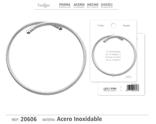 [20606] Brazalete de acero color plateado - Joyería para cada ocasión