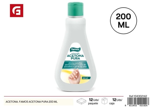 [104302142] Acetona pura Famos 200 ml - Cuidado de uñas y productos de belleza