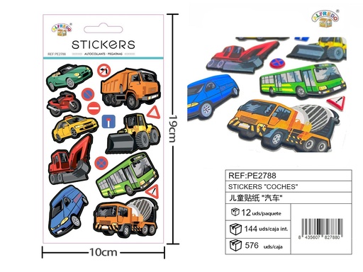 [PE2788] Stickers "Coches" 10x19 cm - Stickers y manualidades