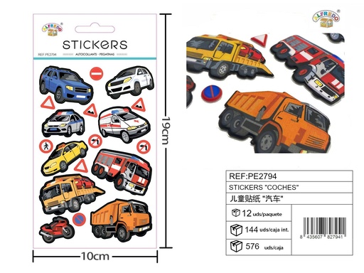 [PE2794] Stickers "Coches" 10x19 cm - Stickers y manualidades