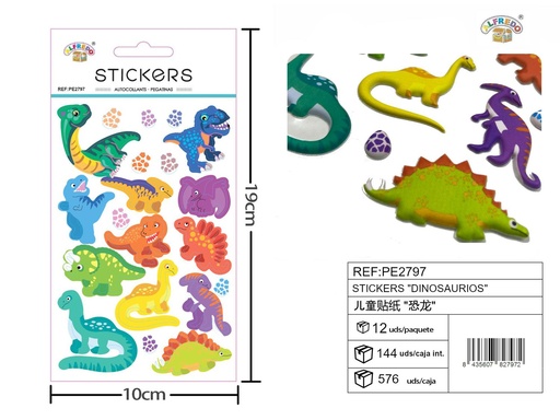 [PE2797] Stickers "Dinosaurios" 10x19 cm - Stickers y manualidades