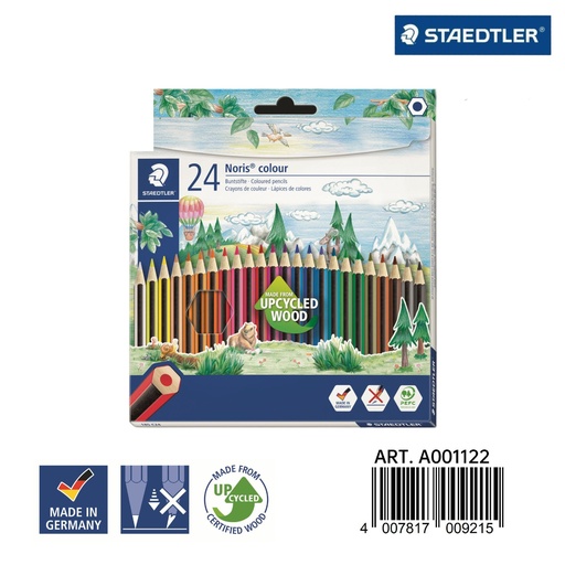 [A001122] Lápices de colores STAEDTLER Noris® 185 en caja de 24 - Papelería y artículos de dibujo