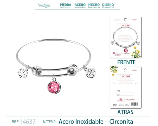 [14637] Brazalete de acero para nacimiento del mes de octubre - Joyas de regalo por mes