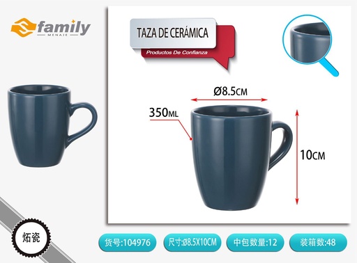 [104976] Taza de cerámica 12oz 350ml en azul oscuro - Cerámica para bebidas