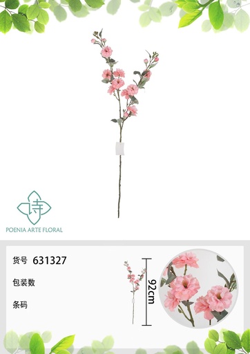 [631327ROSA] Ramo de camelia silvestre de una sola rama en color rosa pastel 92 cm - Flores artificiales