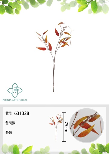 [631328] Ramo de hojas de eucalipto otoñal de 86 cm en color naranja - Flores artificiales