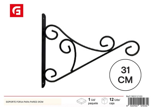 [190312103] Soporte de forja para pared 31 cm - Diseño elegante para jardinería