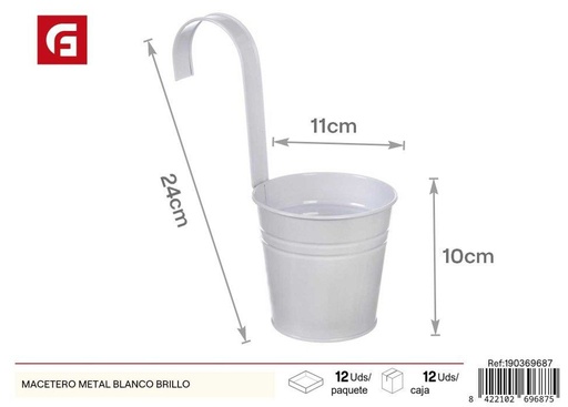 [190369687] Macetero metal blanco brillo - Estilo contemporáneo para el hogar