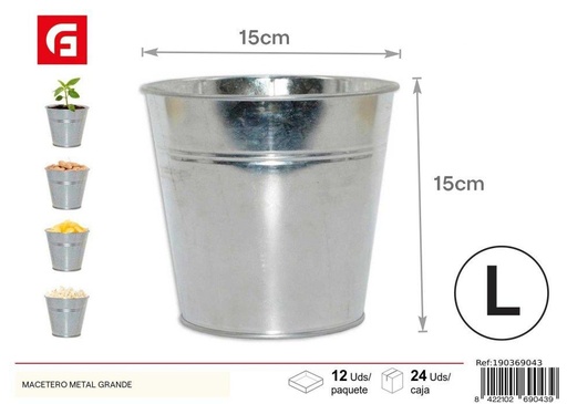 [190369043] Macetero de metal grande - Jardín y macetas decorativas