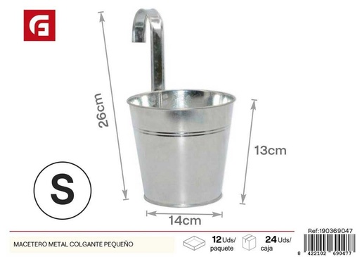 [190369047] Macetero de metal colgante pequeño - Jardín y macetas decorativas