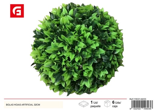 [190314693] Bola de hojas artificial 32 cm - Decoración de jardín y plantas artificiales