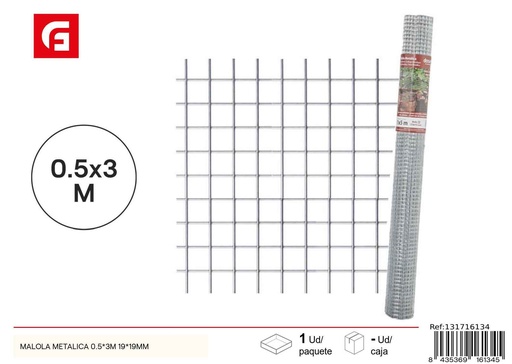 [131716134] Malla metálica 0.5x3m 19x19 mm - Accesorios de jardín para protección