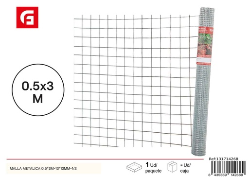 [131714268] Malla metálica 0.5x3m - 13x13 mm - Accesorios de jardín para protección