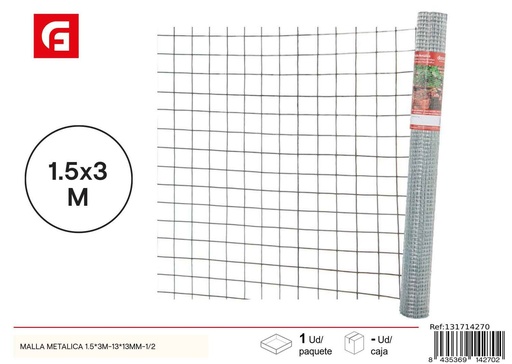 [131714270] Malla metálica 1.5*3m 13*13mm - Accesorios de jardín y mallas de ocultación