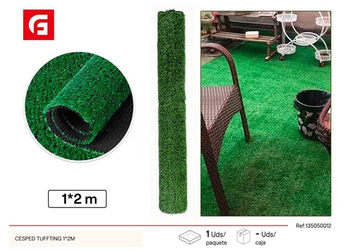 [5413045001200] Césped artificial 1x2 m en color verde - Decoración de jardín