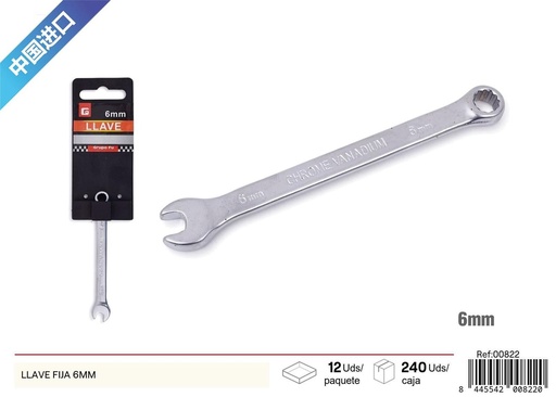 [00822]  llave fija 6mm - Herramientas de ferretería y llaves fijas