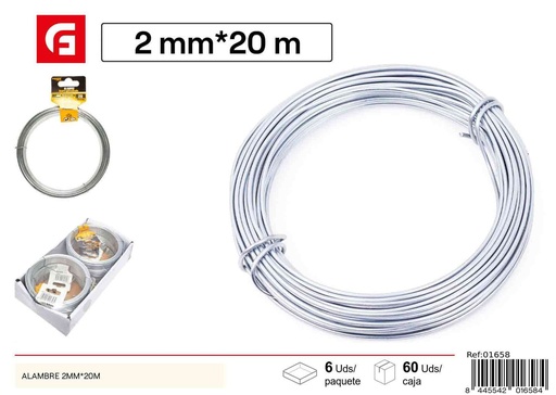 [X8445542016584] Alambre 2mm*20m - Herramientas de ferretería y alambres