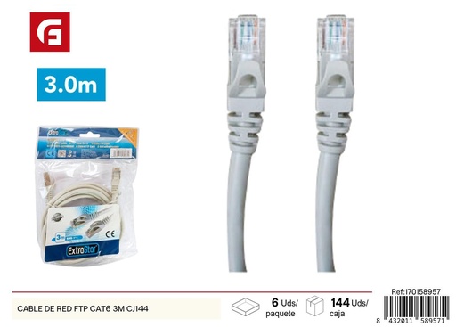 [170158957] Cable de red FTP CAT6 3m CJ144 - Electrónica y conectividad