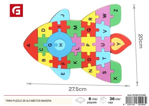 [204631046] Puzzle de madera 26 letras con tren - Juegos educativos para niños