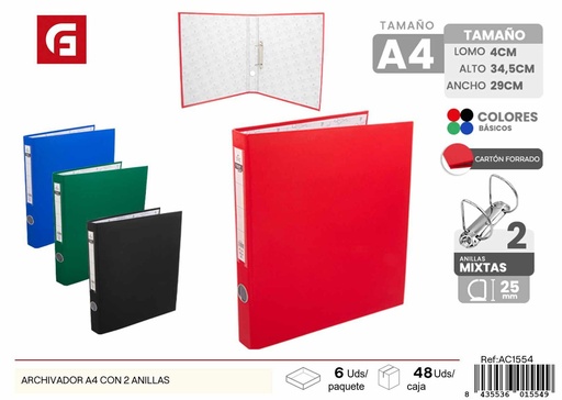 [154401554] Archivador A4 con 2 anillas - Material de oficina y organización